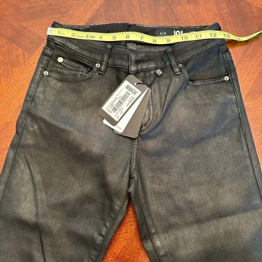 Armani Exchange Women’s J01 skinny mid rise glow jeans in black size 26 R, NWT